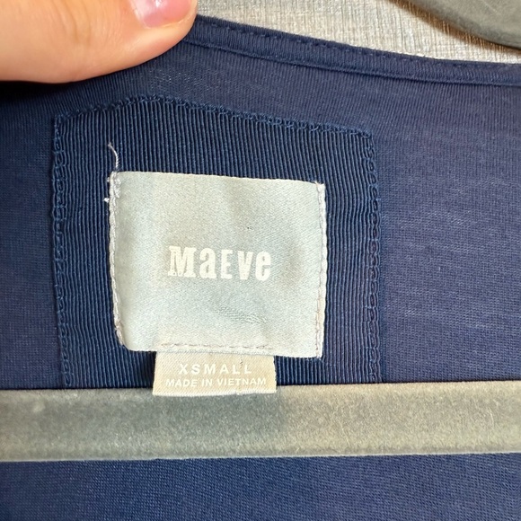 Anthropologie Maeve Amelia Navy and White Striped Long Sleeve Mini Dress - Picture 5 of 9